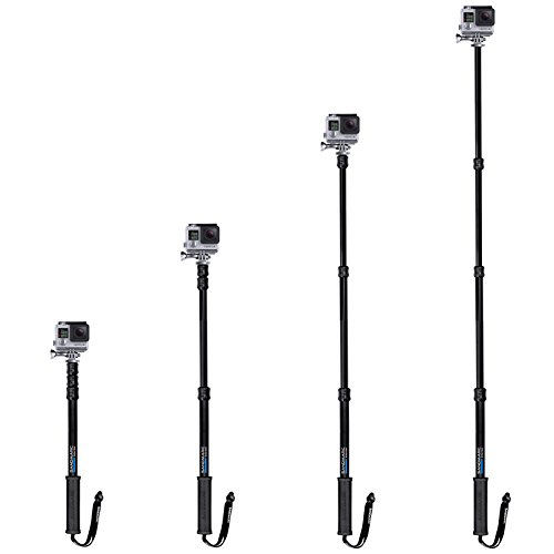 SANDMARC Pole - Metal Edition: 38-127 cm Aluminio Palo (Stick) para GoPro Hero 8, MAX, 7, 6, 5, 4, Session, 3, 2, HD y Osmo Action -con Clip Remoto (Montaje)