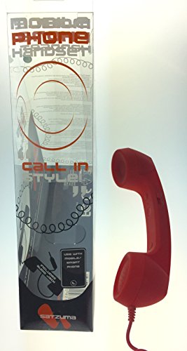 Satzuma Red Retro Plug In Handset Novelty ideal for Mobile Phone Tablet or Computer