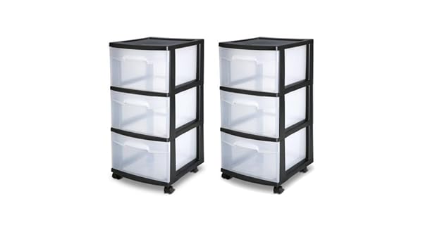 3 Drawer Organizer Cart Black Plastic Craft Storage Container
