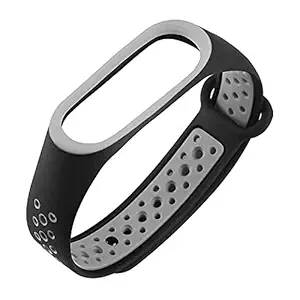 CROSSVOLT Adjustable Strap Combo for Xiaomi Mi Band 3/ Mi Band 4-(Black-Grey)