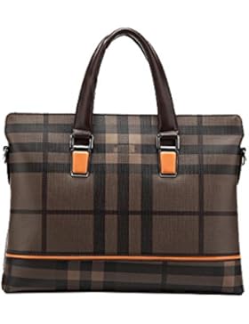 Yy.f Lässig Leder Mann Tasche Laptop-Taschen Für Männer Diagonal Umhängetasche Kariert Business Aktentasche Laptop-Tasche...