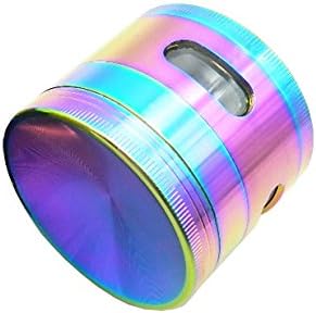 Rainbow Grinder, Fancyli Multi-color 4 Pieces Tobacco Grinder Spice Grinder Herb Grinder with a cleaning brush (Concave Design 52*63)