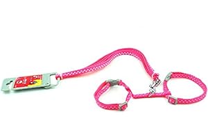 SMALLLEE_LUCKY_STORE Spielzeug Hund Katze Kätzchen Verstellbares Geschirr Halsband Kaninchen Geschir Elastischer Gehgeschirr Set für Kleintiere,Gepunktet,Rosa