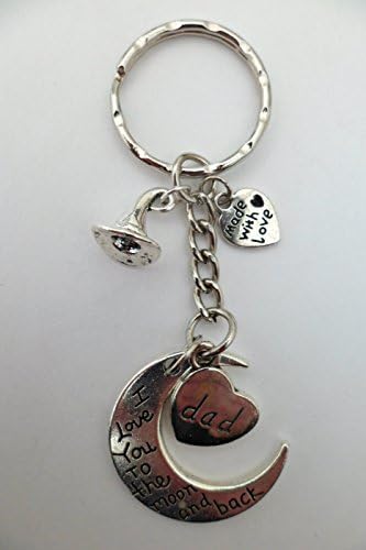 I Love You To The Moon And Back Keyring Dad Heart Charm Witch Wizard Hat