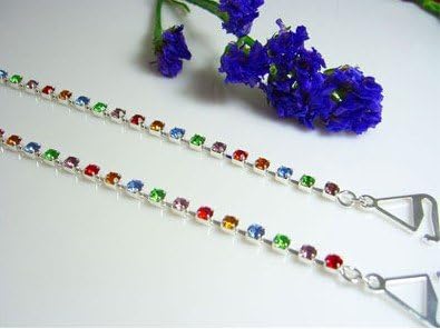 Diamante Bra Straps Crystal Multi Colours Design Single Row - Pair