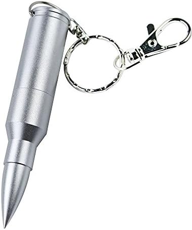 Shooo 8GB Metal Shining 3D Silver Bullet USB Flash Drive Memory Stick with Keychain