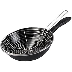 Megafesa 01102881 - Poêle à Frire avec Panier, 26 cm, Noir