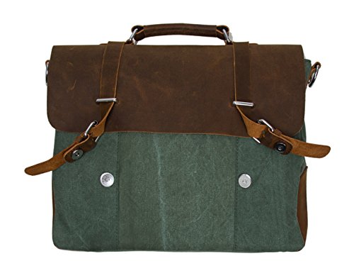 ECOSUSI Vintage Canvas Leder Aktentasche Umhängetasche Passt für max 14.7″ laptop - 5