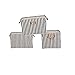 GreenForest Blue Strips Storage Basket with PU Totes, Set of 3