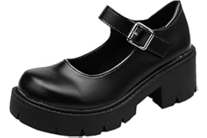 RAAXOLA Chaussures Mary Janes à Plateforme pour Femmes Bout Doux Cheville Escarpins Gothiques Lolita Chaussures à Plateforme épaisse Chaussures habillées en Cuir Verni pour fête Usage Quotidien