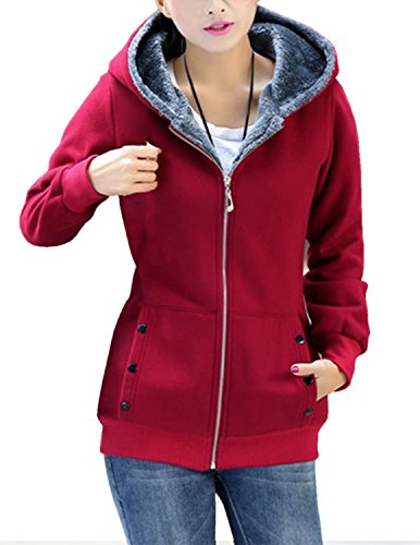 Sitengle Mujer Abrigo Algodón Manga Larga Sudadera Con Capucha con Cremallera Slim Fit Sweatshirt Tops