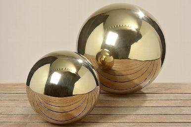 EDLE GARTENKUGEL IN GOLD AUS EDELSTAHL 18cm DURCHMESSER - 2