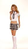 Sexy Catholic School Girl Outfit with Pleated Mini Skirt Fancy Dress Costume