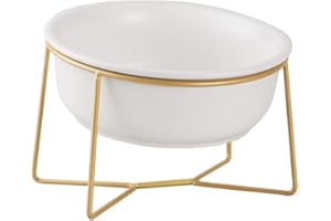 HCHLQLZ Ceramiczne miski dla psów, podwyższone, pochylone, z metalowym stojakiem, podnoszone miski do karmienia kotów, przeciw wymiotom, naczynia dla psów na karmę i wodę, naczynie dla małych i średnich psów