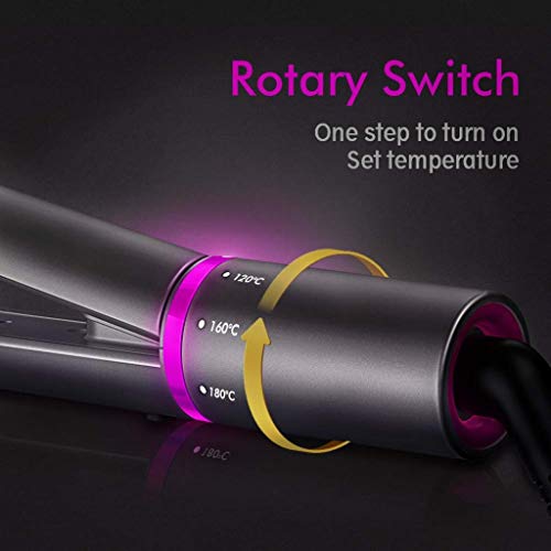 Hair Straighteners  Flat Iron For Hair Styling 2 In 1 Ceramic Plate Curling Iron With Rotating Adjustable Temperature And Salon High Heat 120-230     - Grey