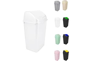 Jardin202 - Cubo de Basura con Tapadera Basculante - 30/50 Litros - Ideal para Hogar y Oficina | 30 L (Blanco)