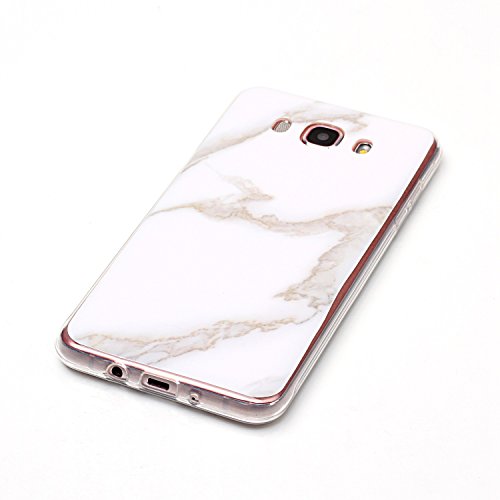 Cozy Hut Für Samsung Galaxy J7 2016 Handyhülle mit Marmor / Marble Design(weiß / grau) | Handytasche | | Schale | | Hülle | | Case | Handy-etui | TPU-Bumper | Soft Case | Schutzhülle Cover für den optimalen Schutz ihres Samsung Galaxy J7 2016(SM-J710) 5,5 Zoll – Jade weißer Marmor - 2