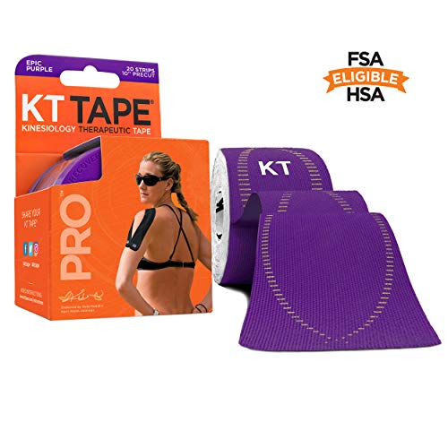 KT Tape PRO - 20 Strisce di Nastro Sintetico kinesiologico, Pre-Tagliate, Unisex, PRO 20 Strip, Epic Purple, N/A