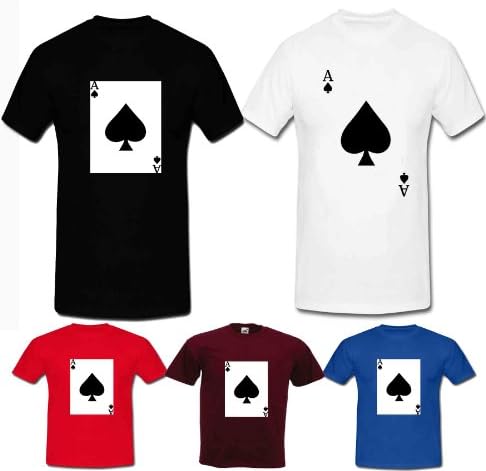 Ace of spades funny playing card T-shirts (Large, White)