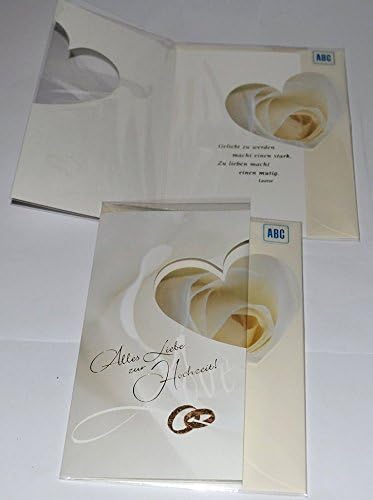 Card "Everything Love To The Wedding" Goldene Rings and Cream-Coloured Rose with Envelope