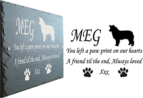 Beautiful-Natural-Slate-Pet-Border-Collie-Memorial-25cm-x-18cm-Traditional-Rustic-Finish