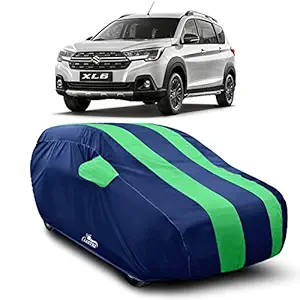 DREAM STORE - Water Resistant - dust Proof - car Body Cover for Maruti Suzuki XL6 car Cover - Water Resistant UV Proof - car Body Cover (Strips Green with Mirror Pockets)