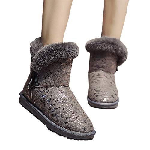 Preisvergleich Produktbild JUSTSELL_Schuhe Damen Stiefeletten,Frauen Einfarbig SchlKunstlederfstiefel Runden Zehe SchlKunstlederfstiefel Boots Schnallen Reißverschluss Ankle Stiefeletten SKunstlederer Warm Schneestiefel