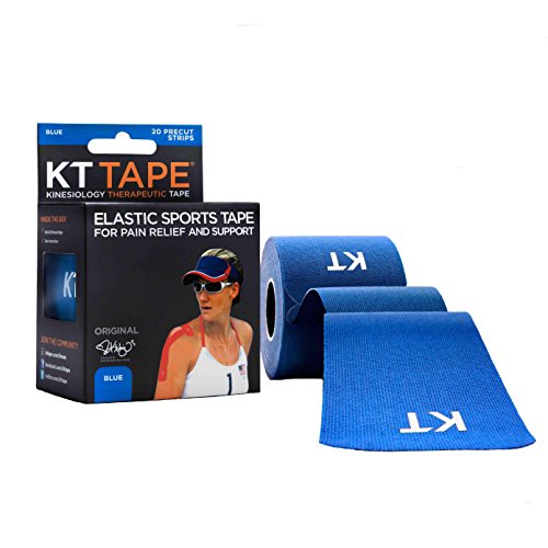 KT Cinta Original terapéutica para kinesiología, 20 Tiras, algodón, Unisex, Color Azul, tamaño n/a