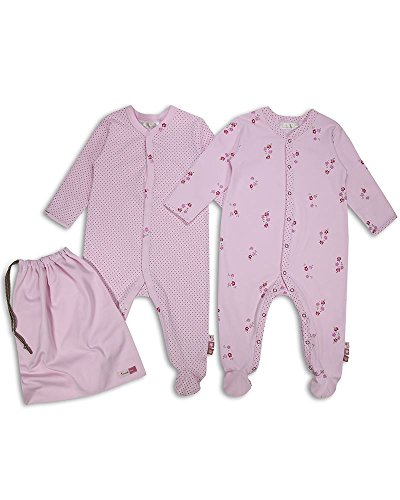 The Essential One - 2 Pack Baby Girl Floral Sleepsuits Babygrows - Pink - 3-6 Months - ESS150