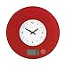 Produktbild Wenko 53300100 Küchenwaage Time mit Uhr, elektronische Digitalwaage mit Sensor-Tastatur und Tara-Funktion, Glas, rot, 19 x 19 x 2.5 cm