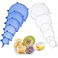 Halsgroves Stretching Silicone Food And Bowl Covers, Microwave Food Cover, Eco-Friendly Silicone Stretch Lids for Cups Cans & Tins, Food Huggers, 12 Pack