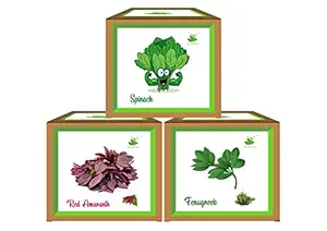 Sow And Grow Seed Starter Leafy Vegetable Grow Kits: Red Amaranth, Spinach, Fenugreek. Diy Easy Grow It Yourself Gardening Kit For Home And Garden.