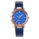 Casual Uhren, Damen Quarz Lederband Starry Sky Watch Analoge Armbanduhren