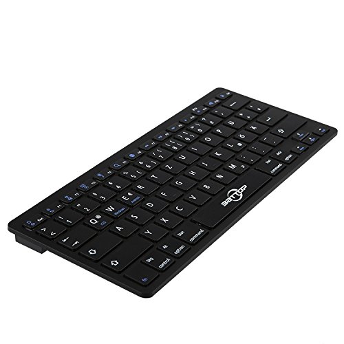 BATTOP Bluethooth Tastatur, QWERTZ Deutsche Layout Tastatur Ultra dünn drahtlose Bluetooth Tastatur Bluetooth 3.0 drahtlose Tastatur für alle Tablet,iPad,Mac,iOS, Android und Windows Geräte – Schwarz