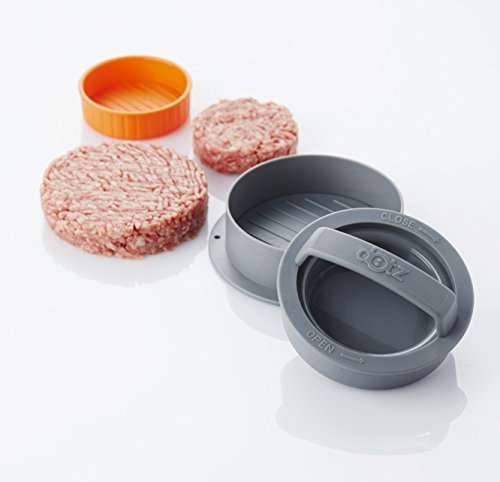 Point-Virgule Dotz 2 in 1 Hamburgerpresse Burgerpresse Pressen, für kleinere Burgerpetties mit Ø 7cm und große Petties mit Ø 10cm, aufeinander stapelbar – in Grau/ Orange - 5