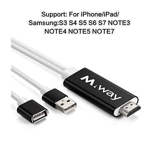 HDMI Adapter, M.Way Aluminium MHL zum HDMI adapter, AV zum HDMI 1080P Kabel Adapter, 3 in 1,Plug und Play , AirPlay Mirroring/ HDTV Adapter, für iPhone 7/7 Plus, 6S/6S Plus/6/6 Plus, 5/5C/5S/SE, iPad, Samsung S3/S4/S5/S6/6 edge,Note3/Note4/Note5 - 3