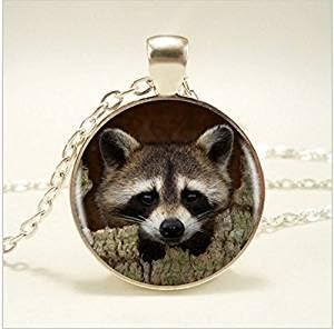 Raccoon Pendant Necklace,Jewelry, Handmade Vintage Necklace, Women's Necklace Gift