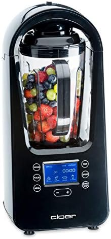 Cloer 6980 - Frullatore a vuoto, 800 Watt, 21.000 giri/min, con contenitore, valvola sottovuoto, programma automatico, funzione di pulizia del ghiaccio, colore: Nero