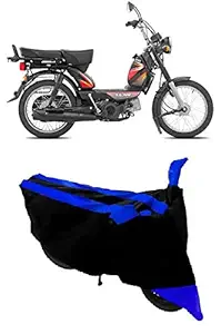 Antil's Water Resistant Two Wheeler Body Cover for TVS XL 100 with Ultra Surface Body Protection (Double Stripes Blue)