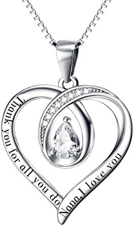 Gifts for Mum Necklace Mum Gifts Birthday Gifts for Mum Silver Necklace Mum Necklace I Love You Mum Thank You for All You Do Heart Necklace for Nana