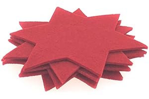 MC Trend Juego de 6 posavasos de fieltro para decoración de mesa de Navidad con diseño de estrellas (juego de 6 unidades, rojo)