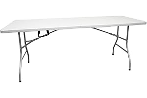 Jardin202 - Mesa Plegable Rectangular 180x70x74cm Catering | Mesa Resina con Patas de Acero Plegable para Eventos y terrazas | Unidad (Blanca)