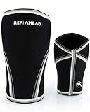 REP AHEAD Knee Sleeves (1 Paire, 7mm) - Bandages innovants pour Les Genoux - Genouillères pour Crossfit | Musculation | Running | Jogging | Sport (pour Homme & Femme)