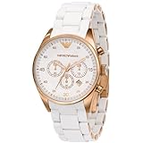 Emporio Armani AR5920 - Reloj cronógrafo de cuarzo unisex con correa de cerámica, color blanco