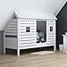 Produktbild lounge-zone Raumwunder Marken Hochbett Holz Massiv Kinderbett Spielbett Kinderzimmer Einzelbett Kojenbett Massivbett für Dachschrägen weiss 11959