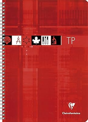 Clairefontaine 8907C Cahier de travaux pratique à spirale grands carreaux papier dessin Blanc 80 pages 90 g 17 x 22 cm Couleur Aléatoire