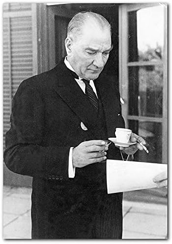 Cakatablo Ahşap Tablo Atatürk Smokinli Kahve Sigara