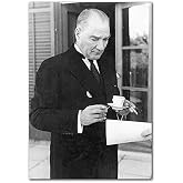 Cakatablo Ahşap Tablo Atat&uuml;rk Smokinli Kahve Sigara