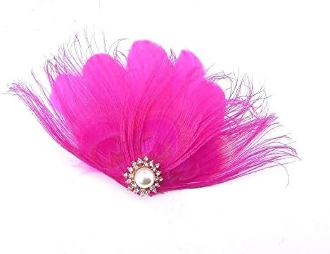 Starcrossed Boutique Hot Pink Silver Rose Gold Feather Fascinator Hair Clip Races 1920s Pearl 3921