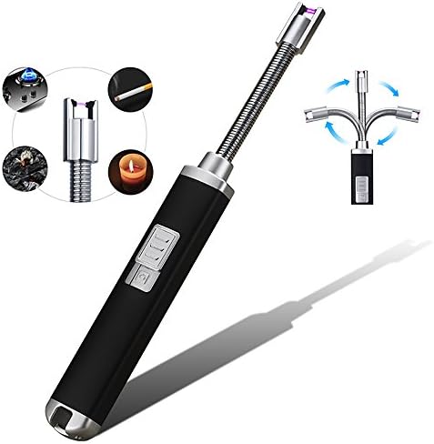 SMSWAB Electric Arc Lighter with 360° Rotatable Flexible Long Neck, Flameless USB Rechargeable Lighter No Flame & Smell, Windproof for Household BBQ Camping Candles
